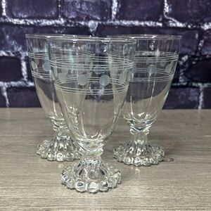 Vintage Anchor Hocking Berwick Boopie Circles and Bands Juice Glasses